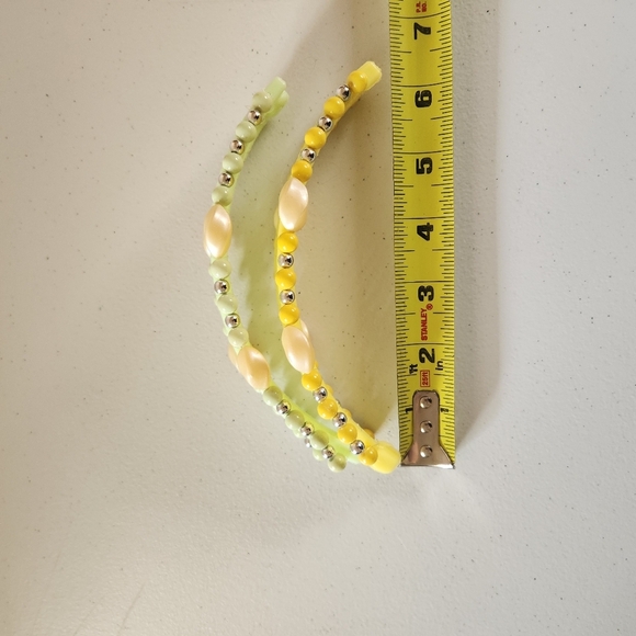 Vintage Hair Cincher Comb Banana Clip Set 6" 1980s Ponytail Holder Green Pearls - Picture 4 of 4